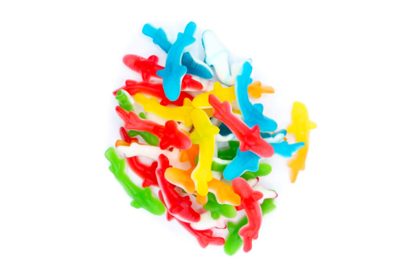 Assorted Colored Gummy Sharks photo